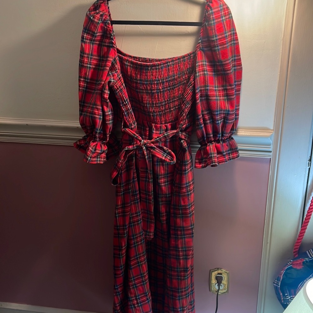 Cup She plaid flannel dress XL NWT